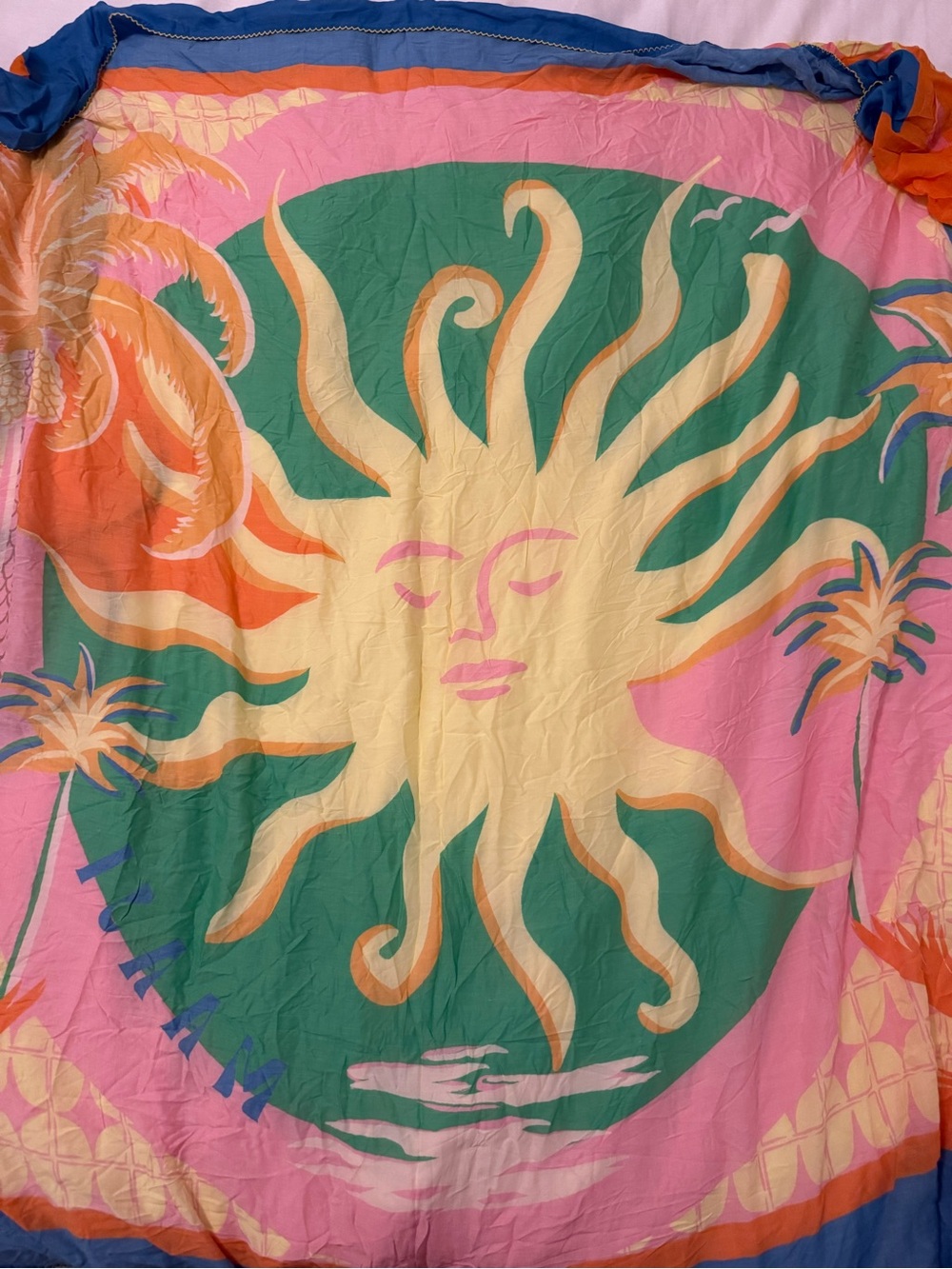 Maaji Pink Green Yellow Tropical Sun Swim Sarong